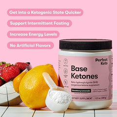 Perfect Keto antes de entrenamiento con botella mostrando energía sin cafeína