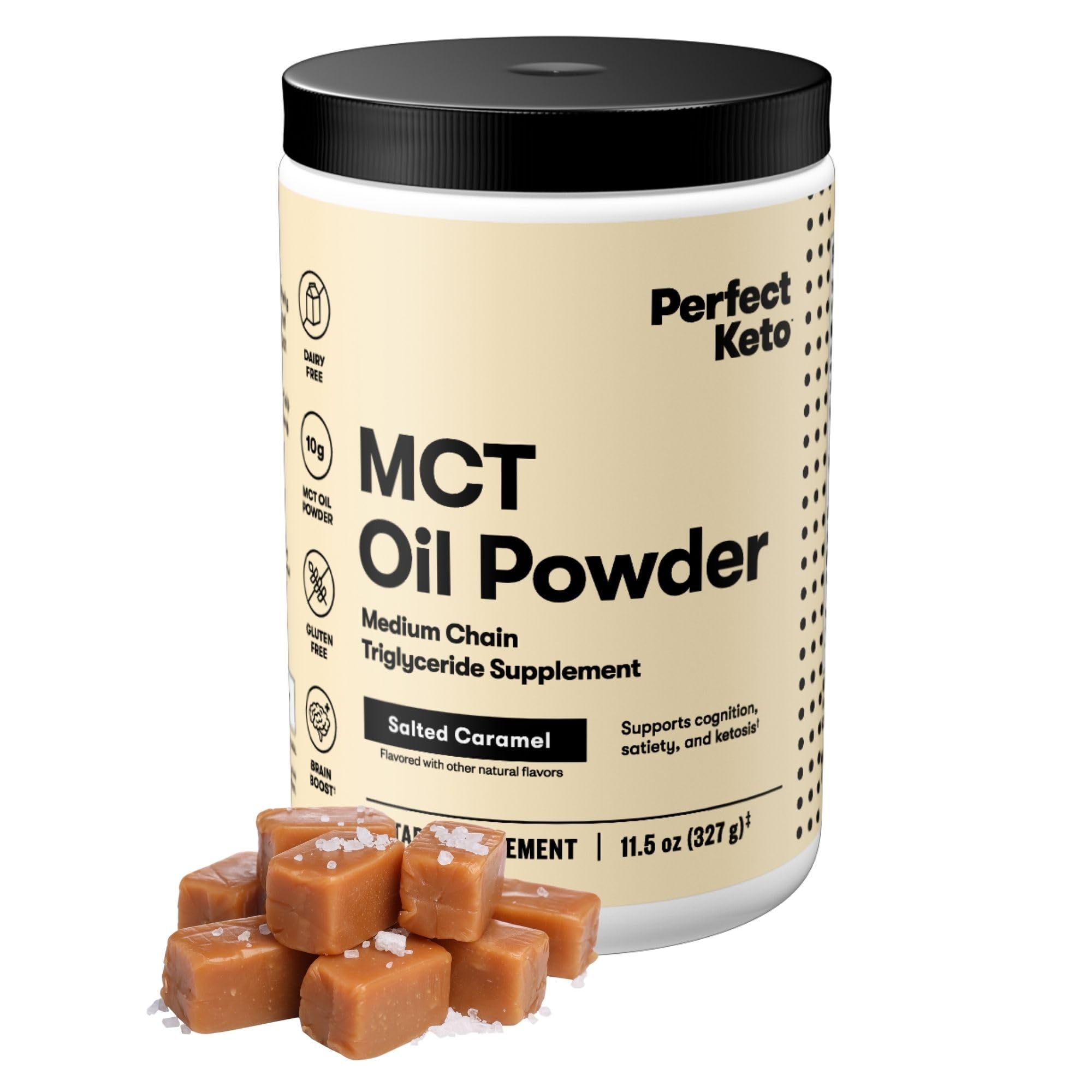 Perfect Keto envase frente mostrando etiqueta y beneficio crema instantánea