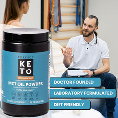 Perfect Keto comparación de porciones mostrando 30 servicios por envase