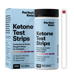 Perfect Keto frasco frontal con 100 tiras y tabla de color para control fácil