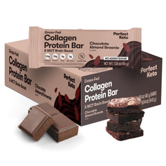 Perfect Keto frente del empaque mostrando sabor Almond Butter Brownie y beneficio cetogénico