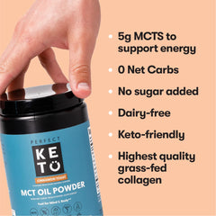 Perfect Keto cuchara con 7g mostrando porción precisa y práctica