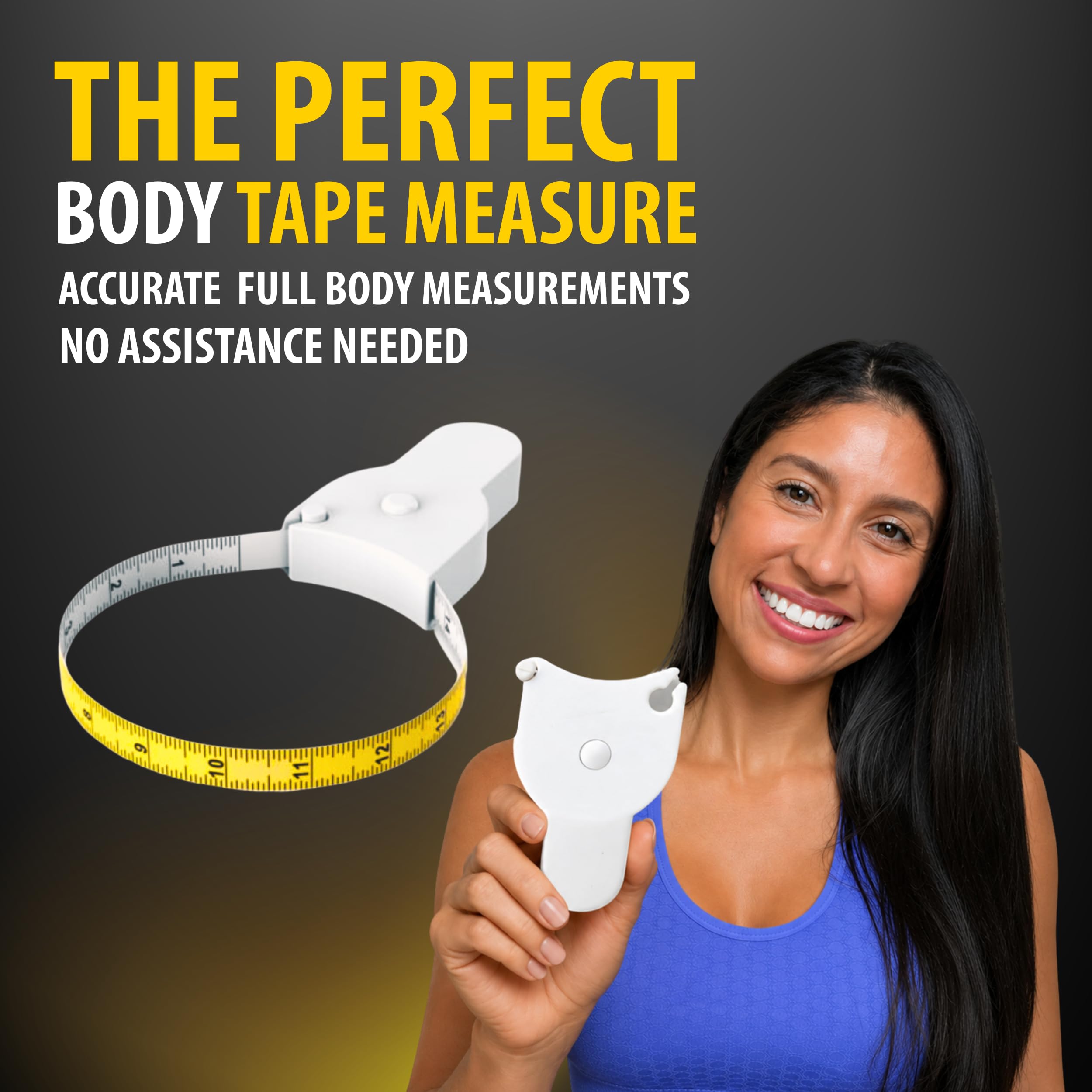 Perfect Measuring Tape primer plano del lado amarillo que facilita medir circunferencias