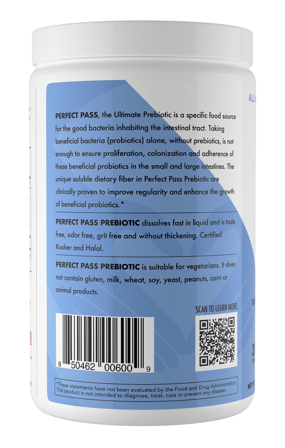 PERFECT PASS polvo disolviéndose en un vaso, fácil mezcla para añadir fibra diaria