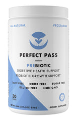 PERFECT PASS envase frontal del prebiótico PHGG mostrando marca y diseño, apoyo digestivo