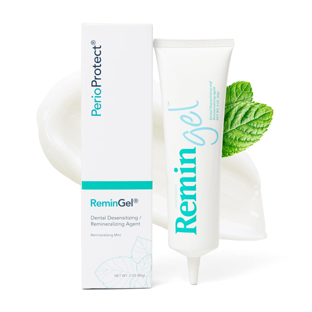 Perio Protect frontal del envase mostrando gel y beneficios visibles