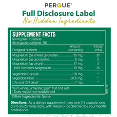 PERQUE etiqueta con datos nutricionales y lista de ingredientes limpios