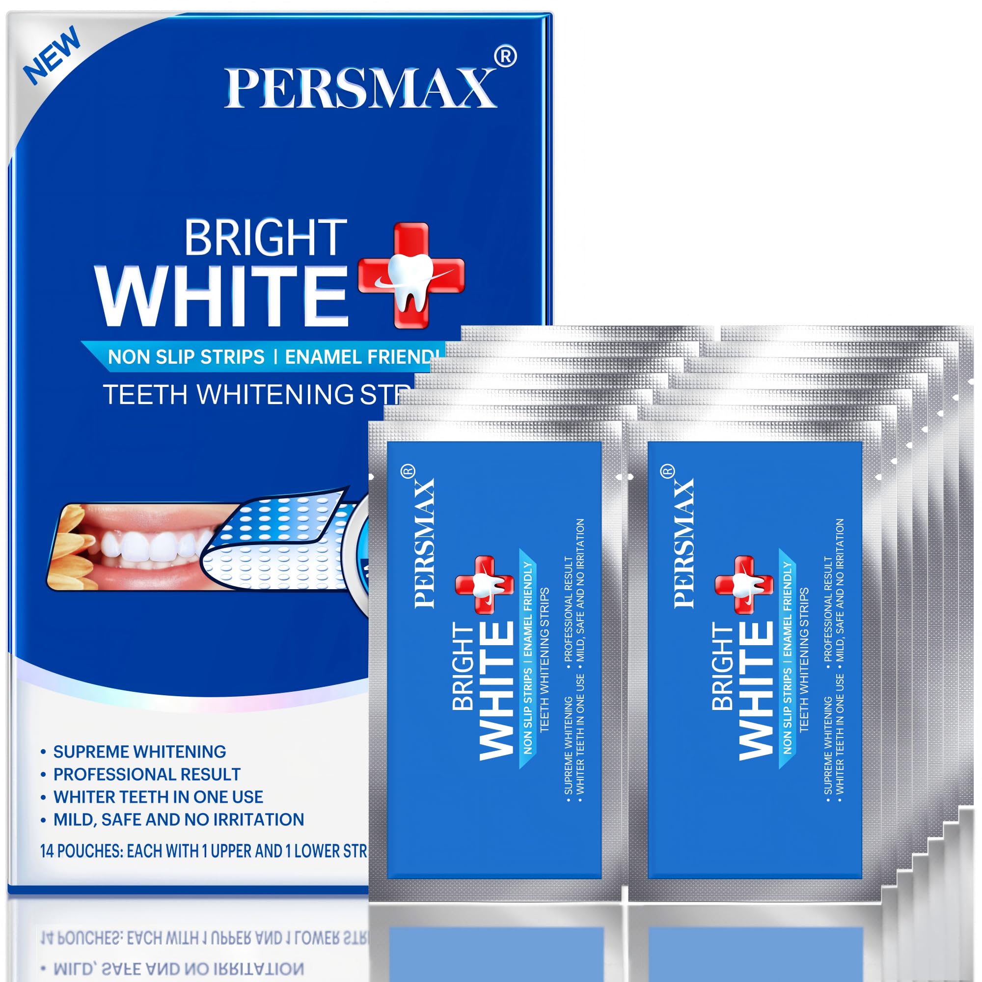 PERSMAX frente del empaque mostrando 14 tratamientos y 28 tiras, claridad informativa