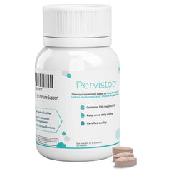 Envase frontal de Pervistop mostrando diseño y dosis diaria para conveniencia