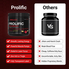 PEScience etiqueta de Prolific con lista de ingredientes y beneficios visibles