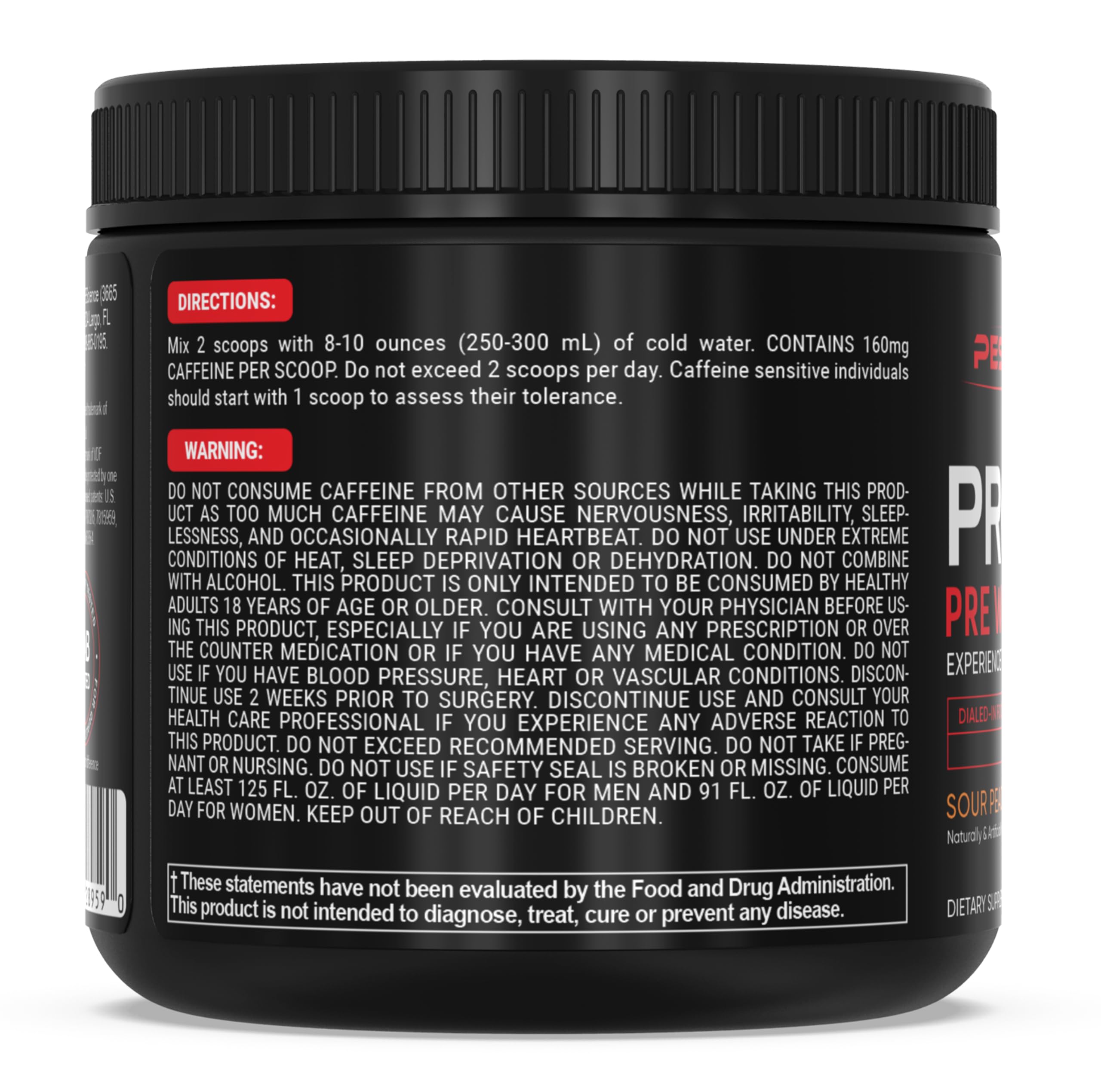 PEScience empaque destacando que no contiene beta-alanina