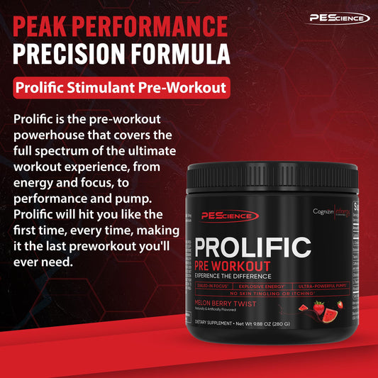 PEScience Prolific polvo en primer plano con textura fina y fácil mezcla