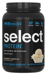 PEScience frasco frontal mostrando diseño y sabor vanilla, beneficio visual atractivo