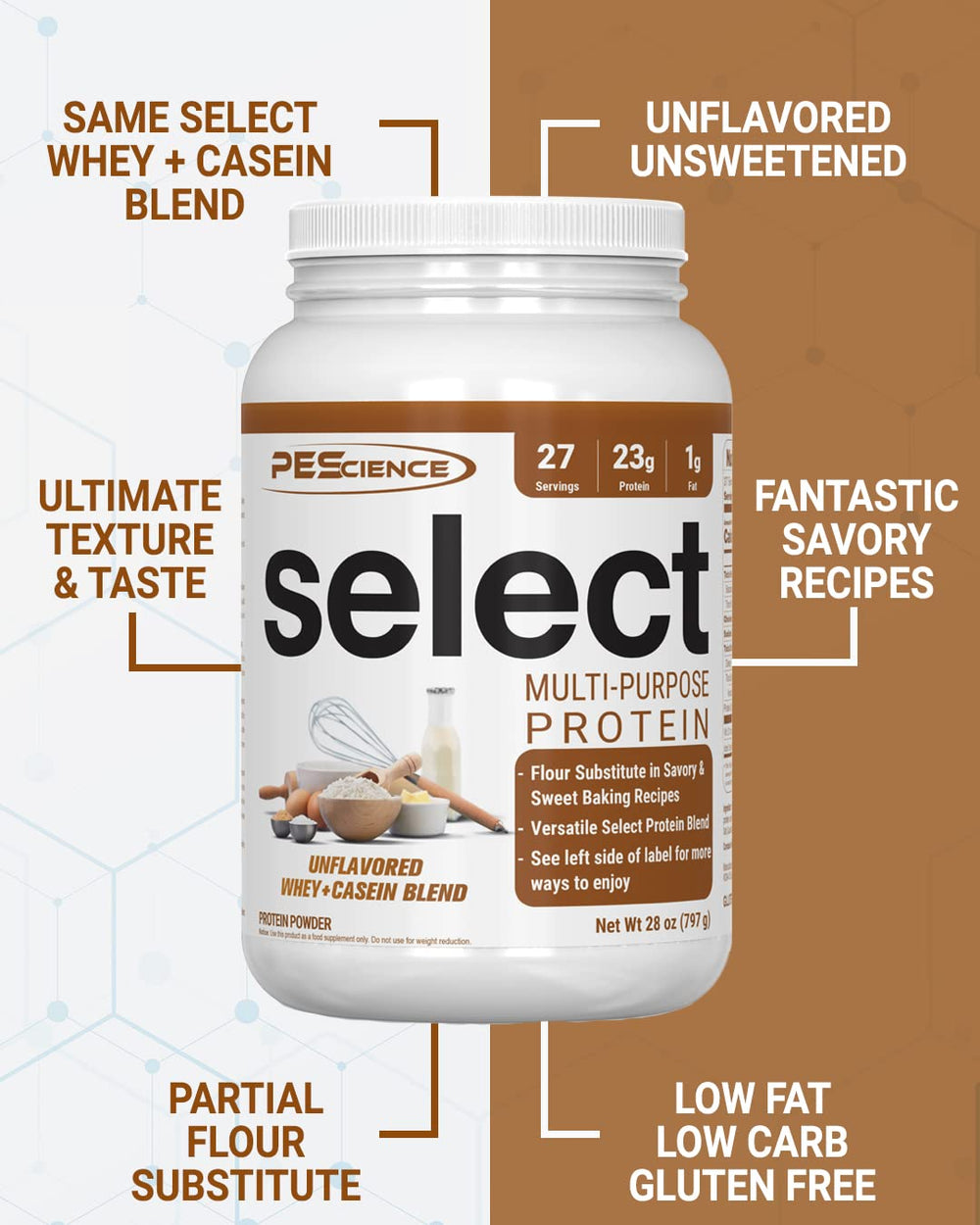 PEScience masa de bizcocho enriquecida con proteína para mejor estructura