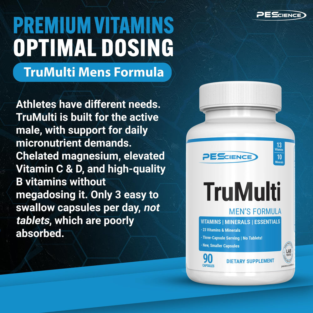 PEScience TruMulti cápsulas en mano, fácil de tragar
