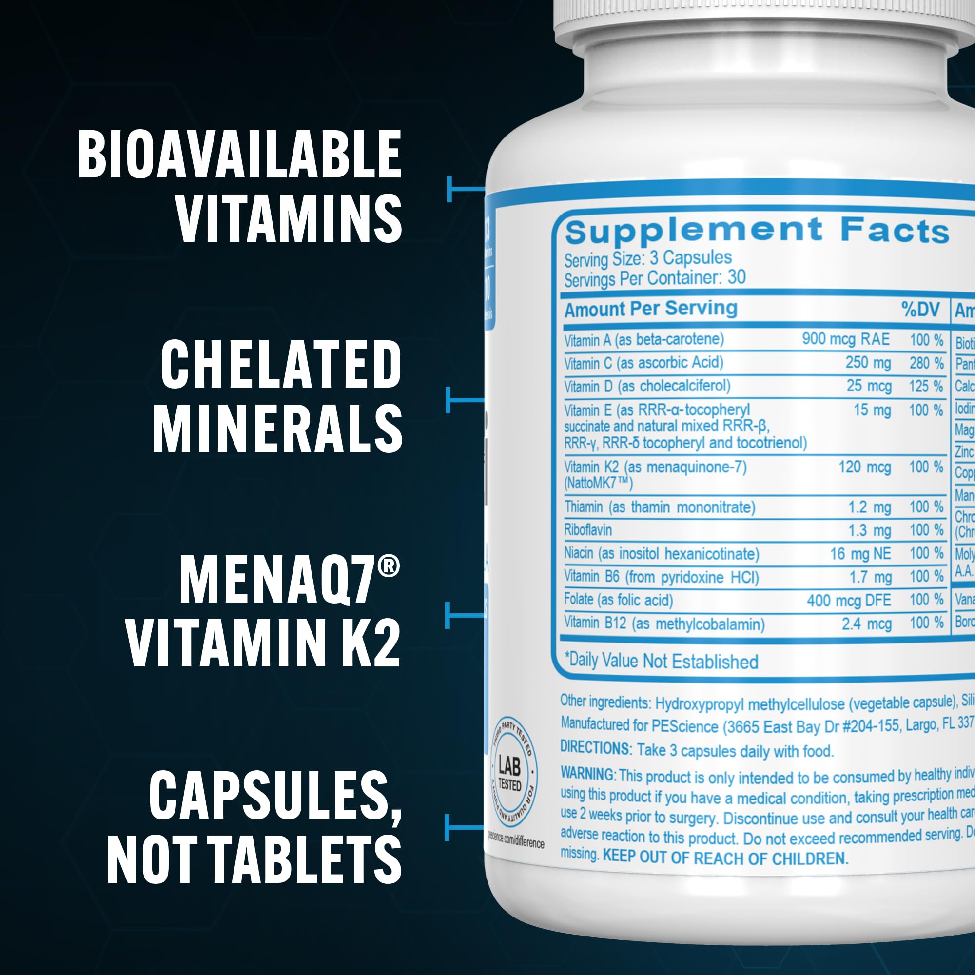 PEScience TruMulti etiqueta nutricional, transparencia de ingredientes