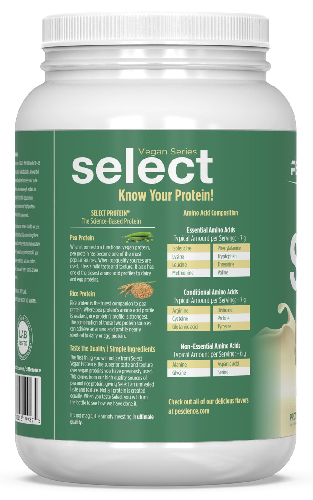 PEScience sello de pruebas de terceros en etiqueta, garantía de pureza