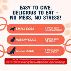 Pets are Kids masticable en mano para comparar tamaño y dosificación