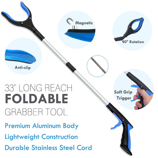 Phantawell agarrador 33'' con mandíbula rotatoria que facilita alcanzar objetos