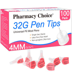 Pharmacy Choice empaque frontal mostrando 100 puntillas, seguridad visible