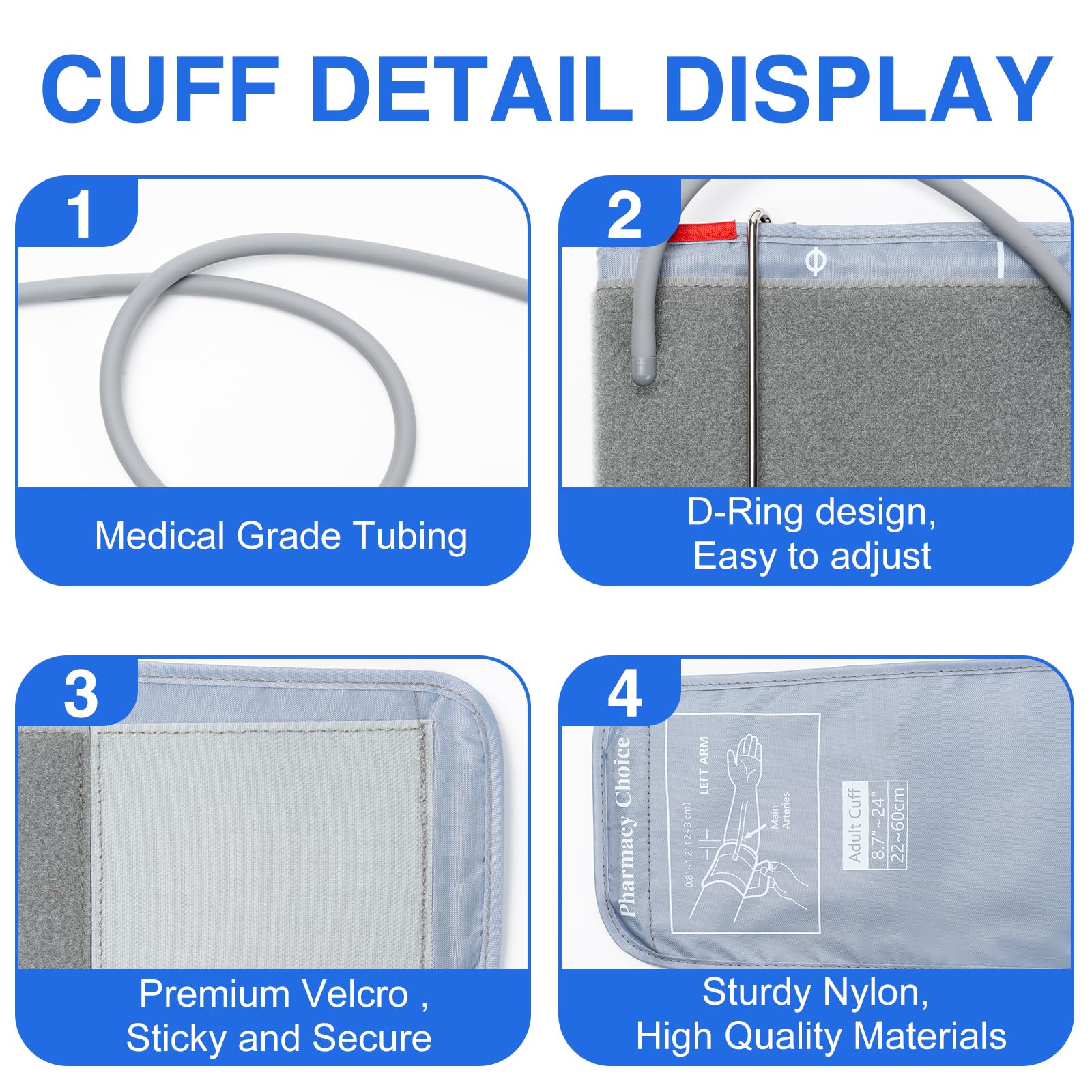 Pharmacy Choice ocho conectores incluidos mostrando compatibilidad múltiple