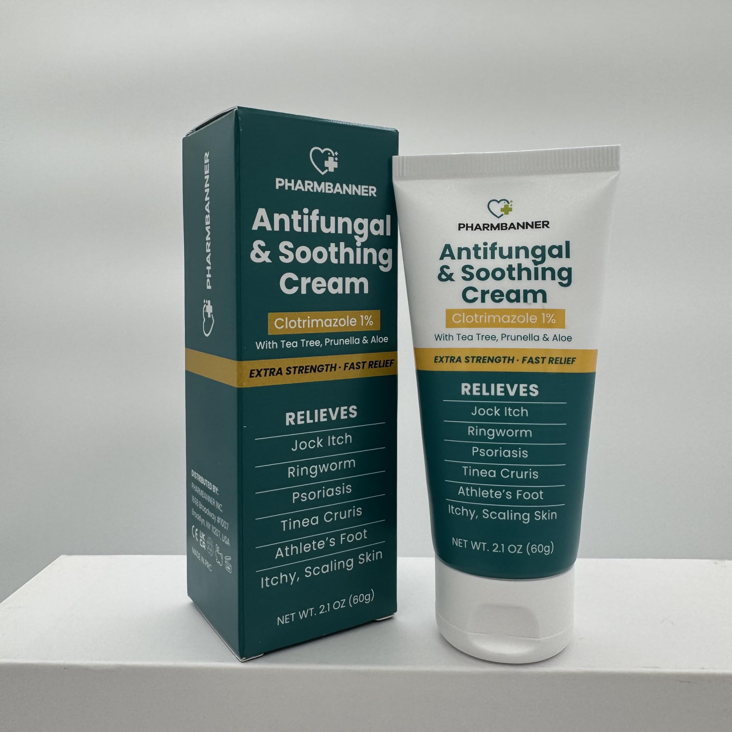 PHARMBANNER primeros planos de árbol de té y aloe para acción calmante