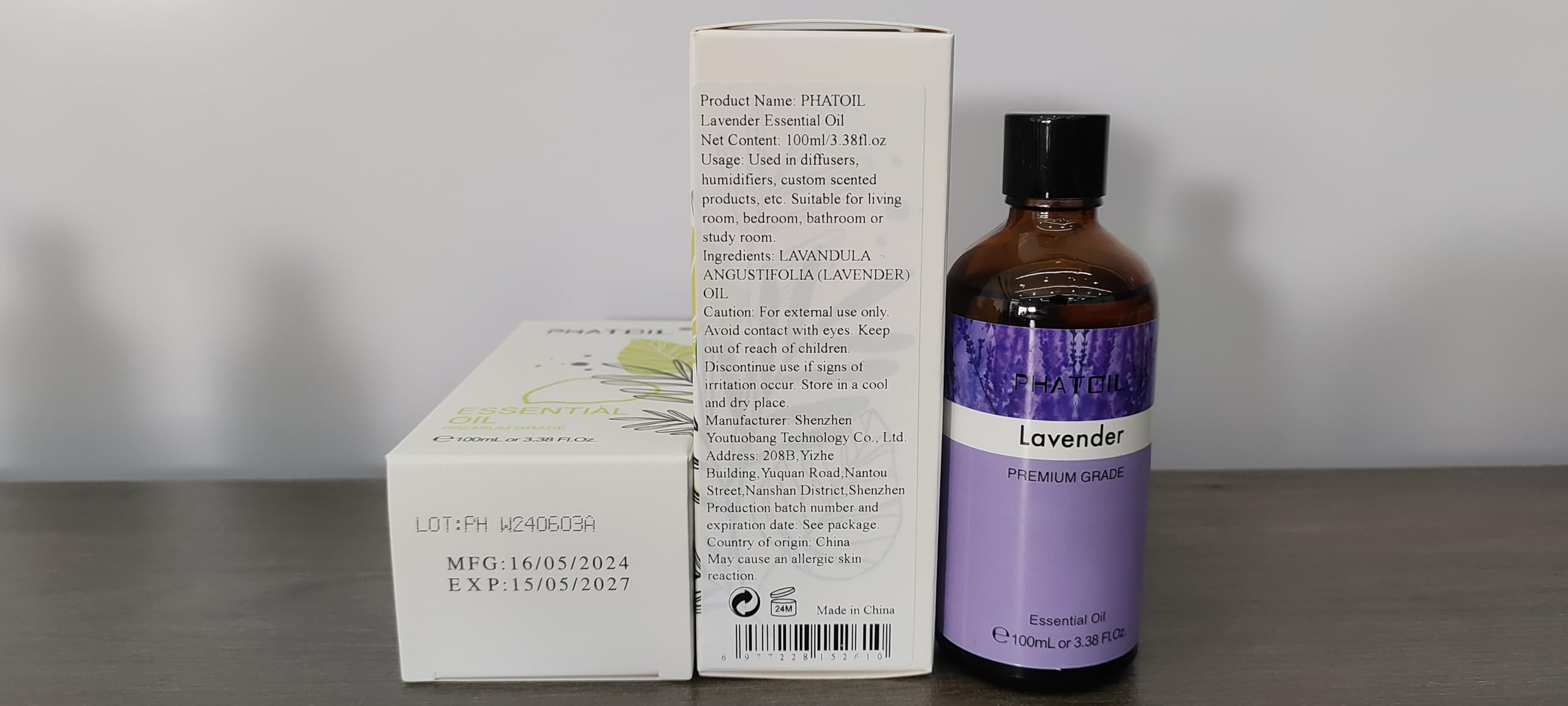 PHATOIL comparacion de escala con 100 ml para referencia de uso