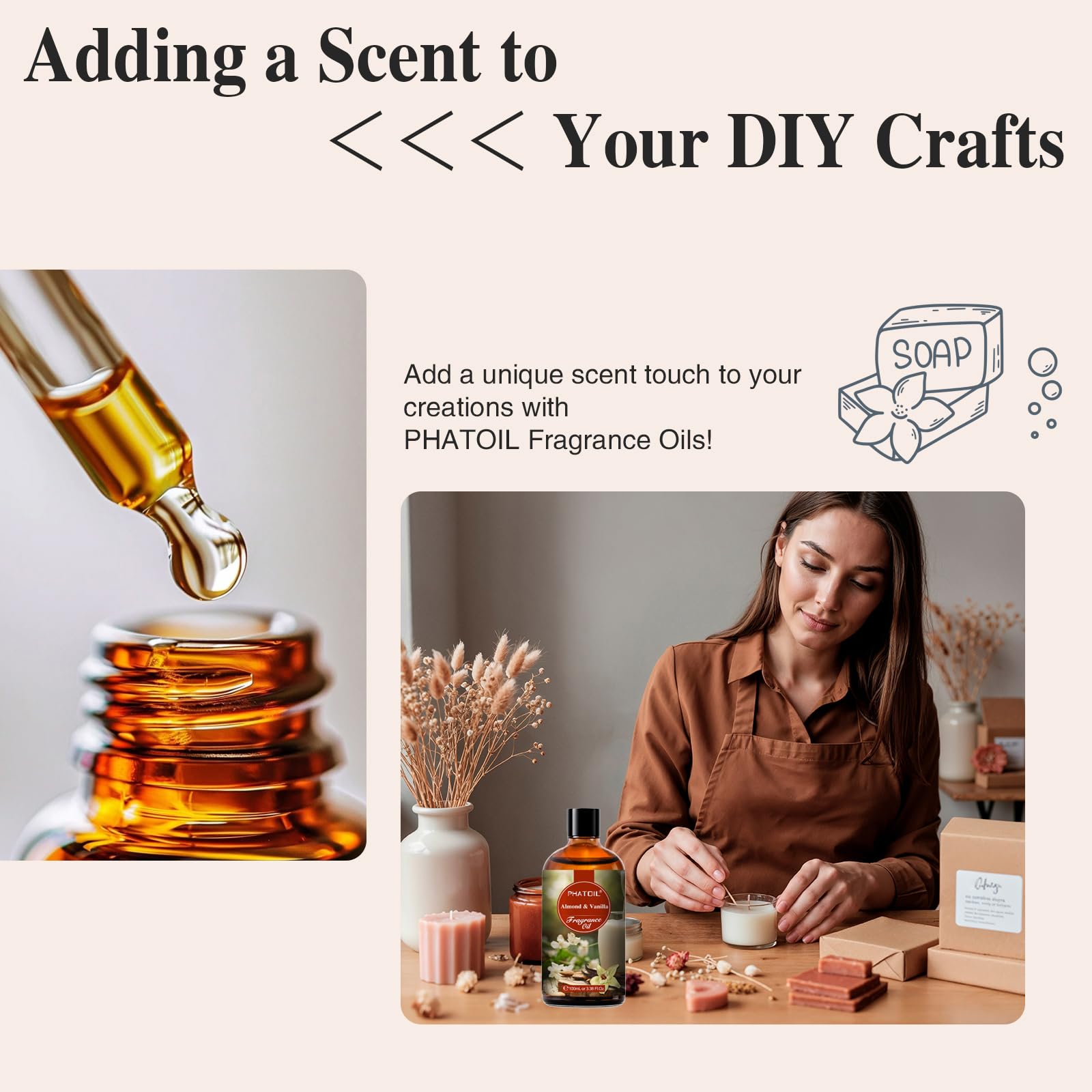 PHATOIL botella junto a un difusor en funcionamiento para crear ambiente relajante