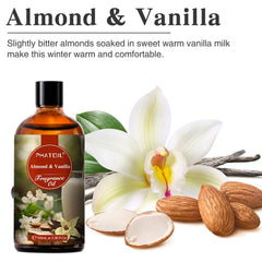 PHATOIL etiqueta en primer plano con nombre Almendra Vainilla y datos del producto, fácil lectura