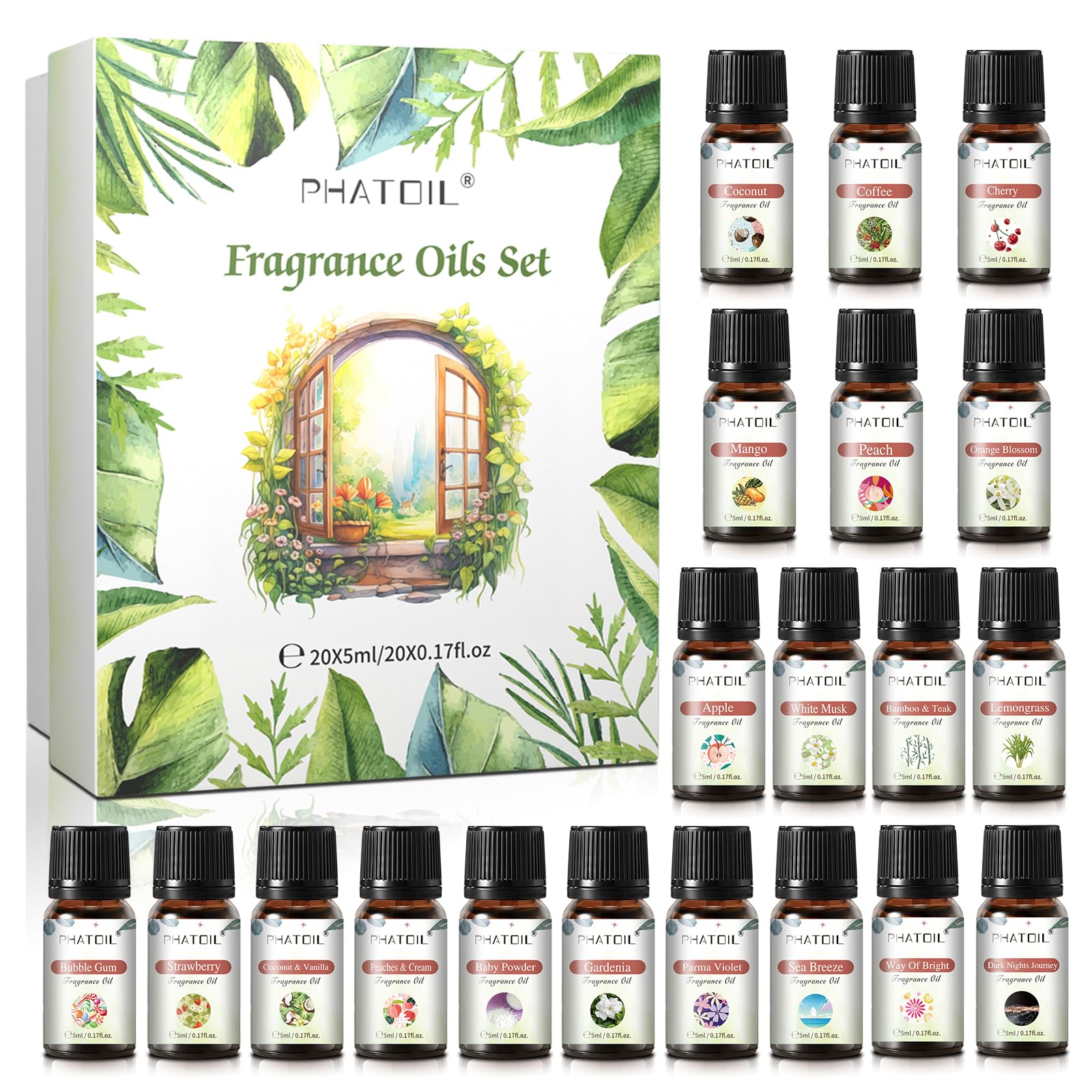 PHATOIL estuche con 20 aceites de 5 ml, presentación compacta y lista para regalo