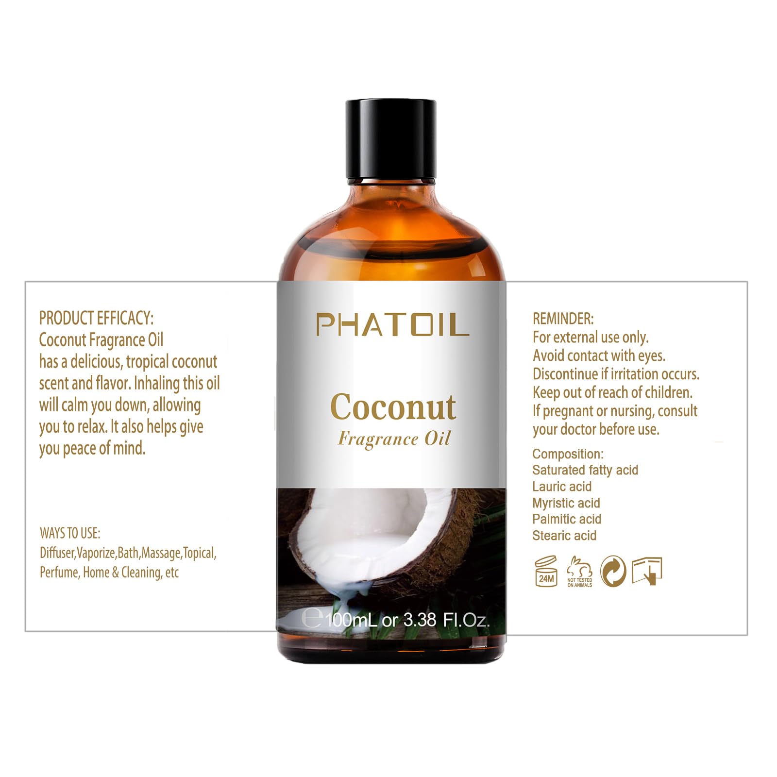 PHATOIL comparación de escala junto a regla mostrando 100 ml