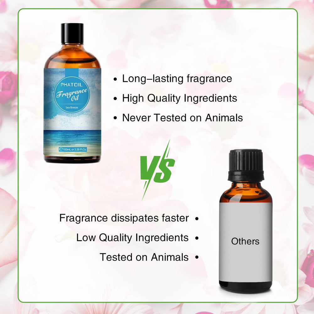 PHATOIL botella 3.38 fl oz junto a objeto para comparar tamaño