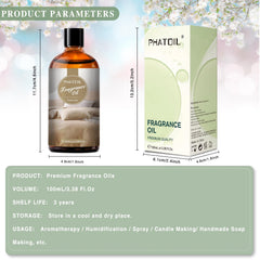 PHATOIL etiqueta principal con nombre de la fragancia Fresh Linen y notas clave
