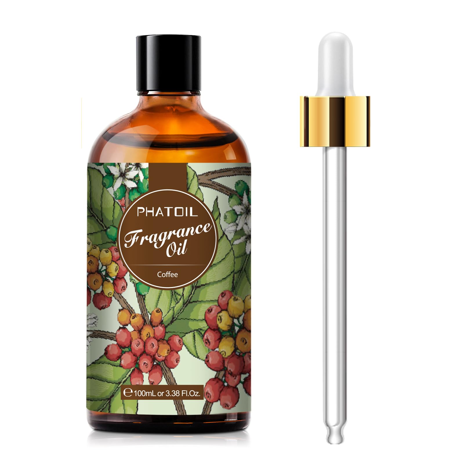PHATOIL frasco frontal con etiqueta clara y protección UV para conservar aroma
