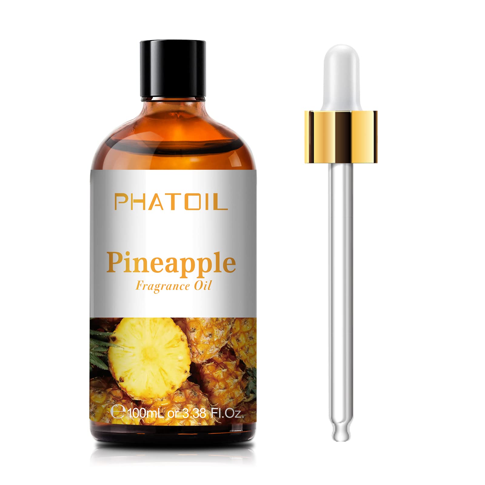PHATOIL frasco de vidrio frente mostrando fragancia piña y control dosificación