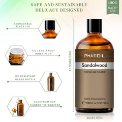 PHATOIL enfoque del líquido de sándalo mostrando color y textura pura