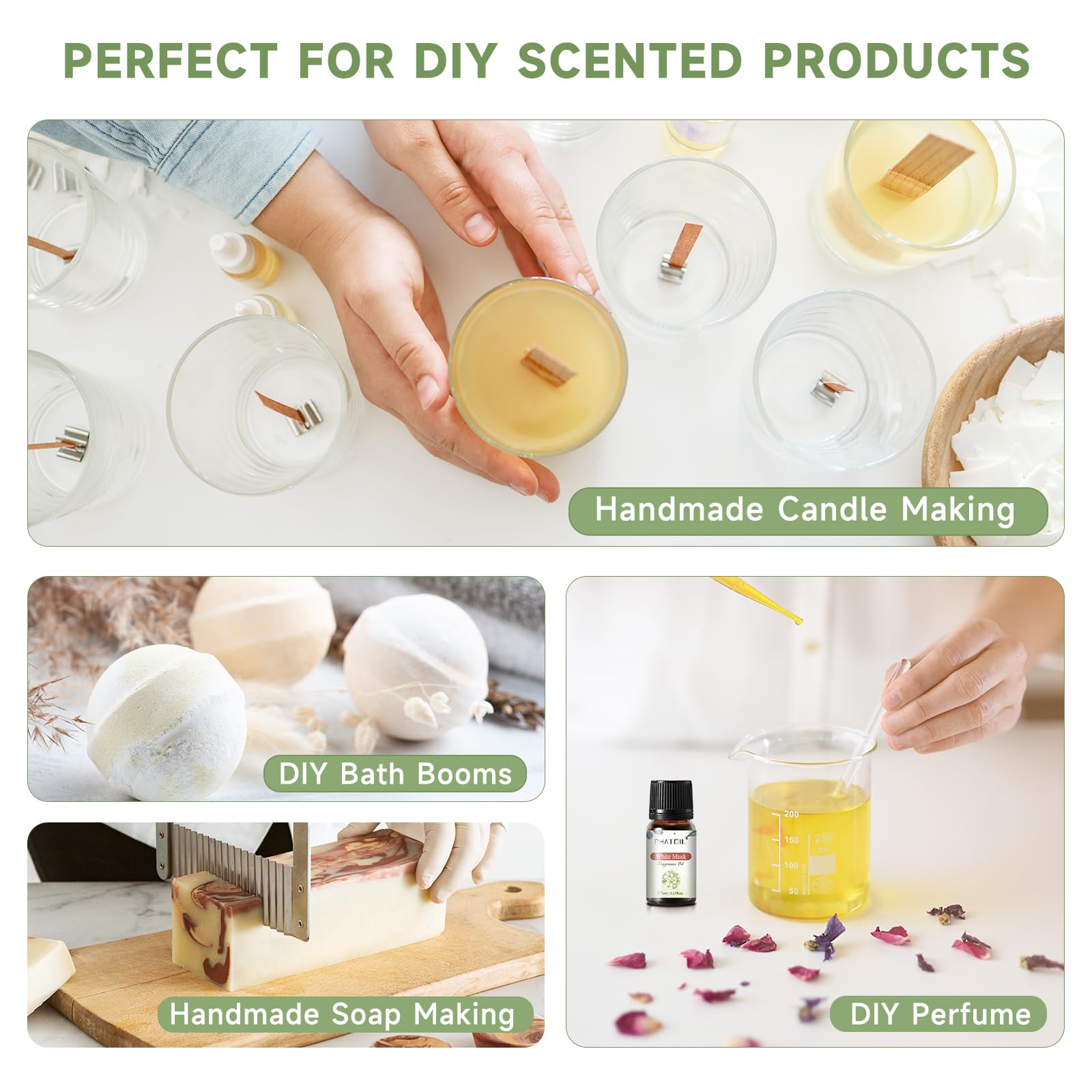 PHATOIL aceite añadido a cera para vela, resultado aromático en velas caseras