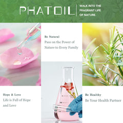 PHATOIL frasco junto a objetos para comparar tamaño y capacidad útil
