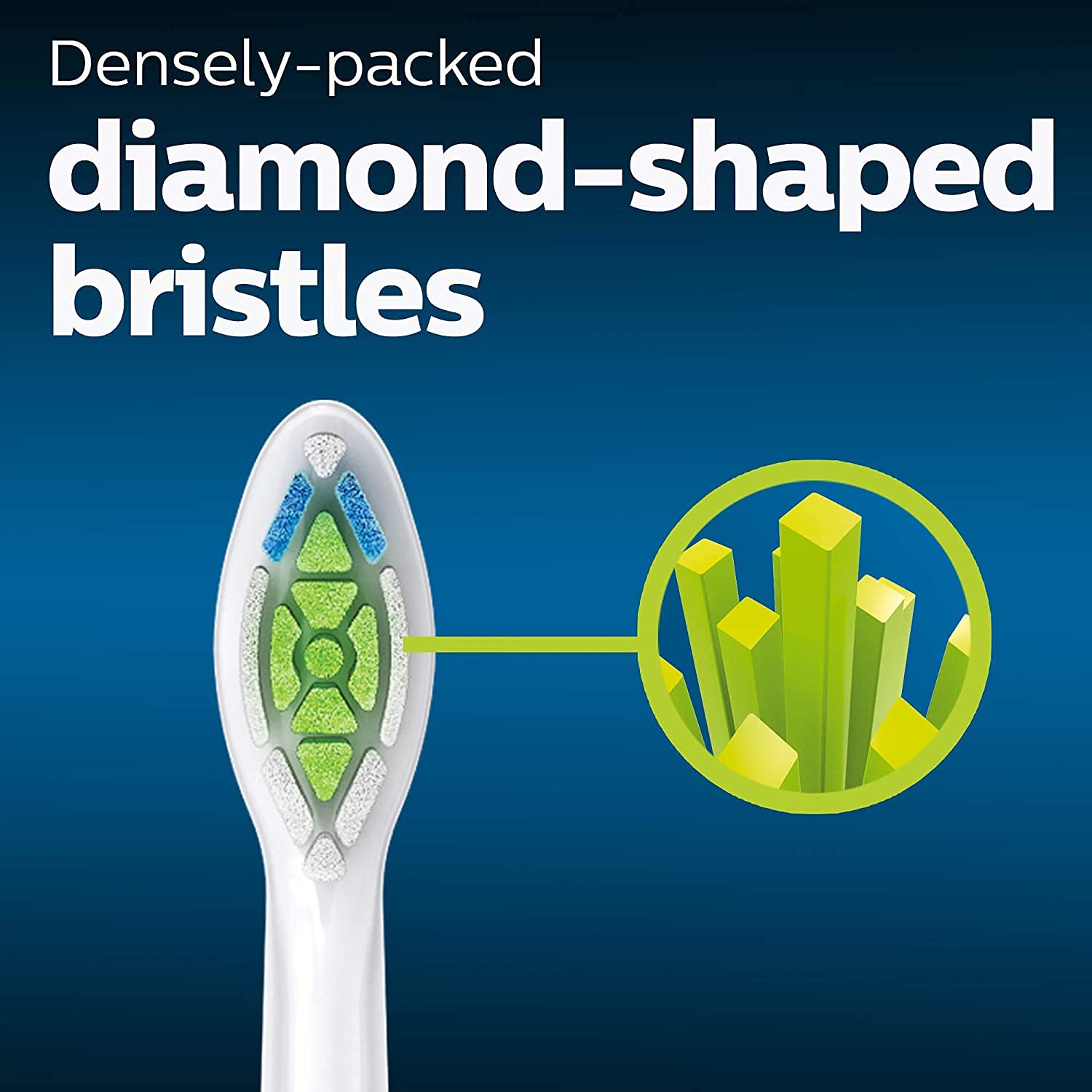 PHILIPS detalle de cerdas en forma de diamante mejora eliminación de placa