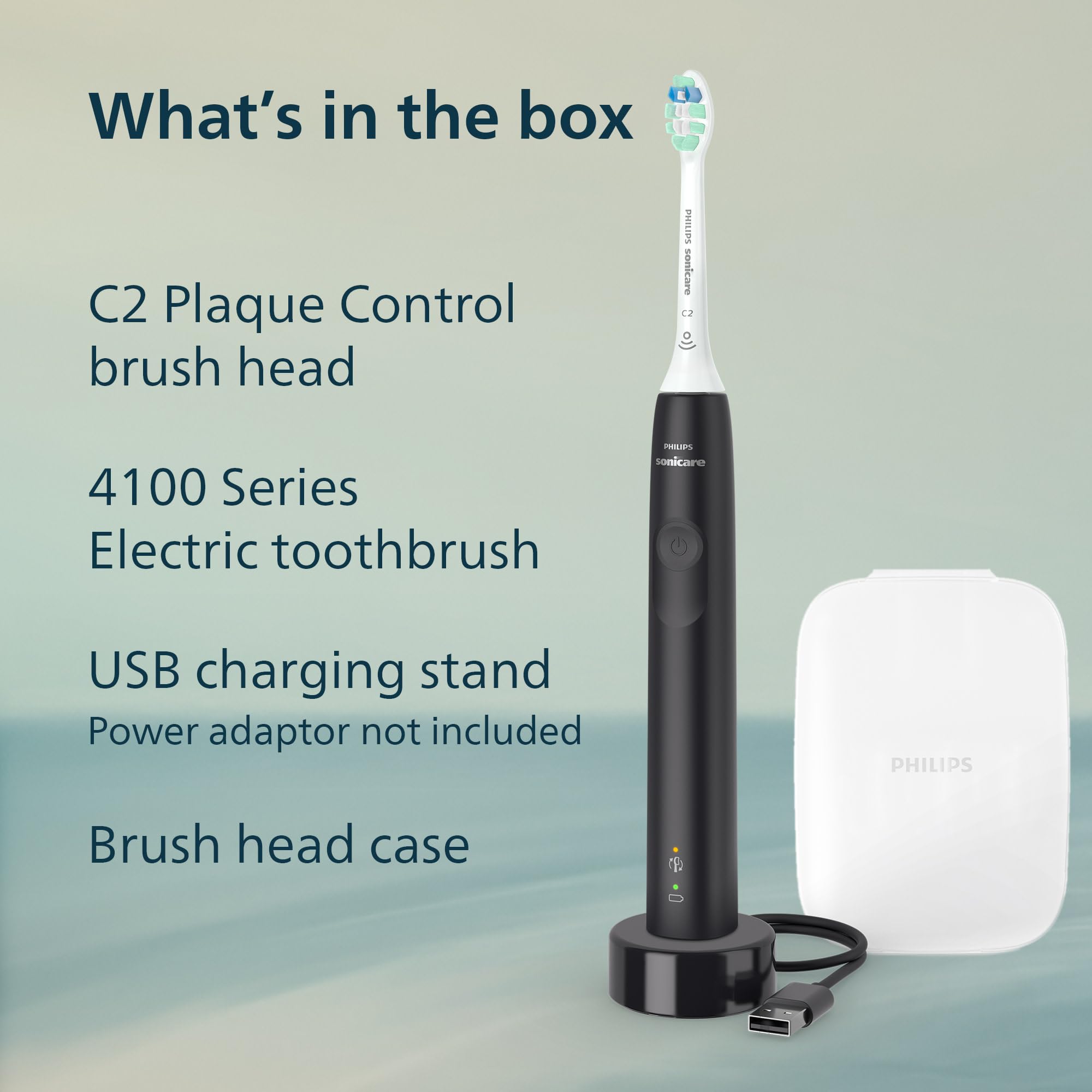 Philips Sonicare comparación de tamaño frente a cepillo manual para escala visual