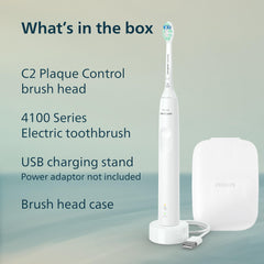 Philips Sonicare 4100 contenido del paquete con mango, cabezal, cargador y estuche