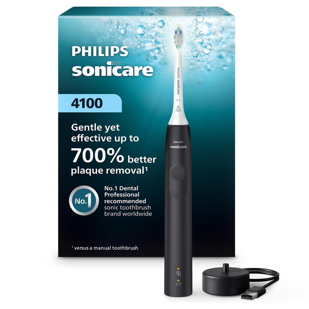 Philips Sonicare 4100 frontal mostrando diseño moderno y limpieza efectiva