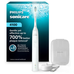 Philips Sonicare 4100 vista frontal con diseño blanco y agarre cómodo