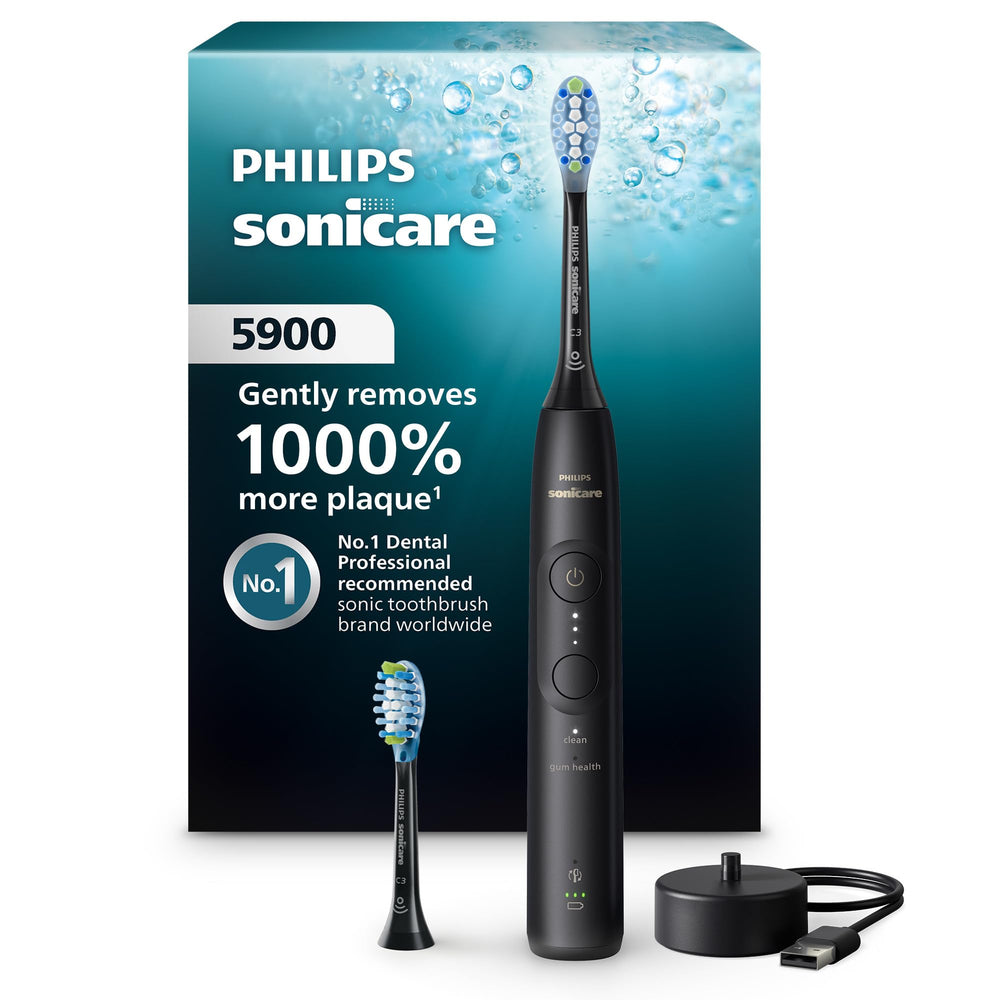 Philips Sonicare 5900 vista frontal elegante y diseño compacto para limpieza eficaz