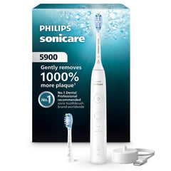 Philips Sonicare 5900 frontal mostrando diseño ergonómico y limpieza eficaz