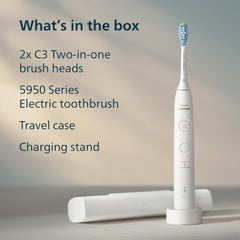 Philips Sonicare 5950 contenido del set con dos cabezales, estuche y base de carga
