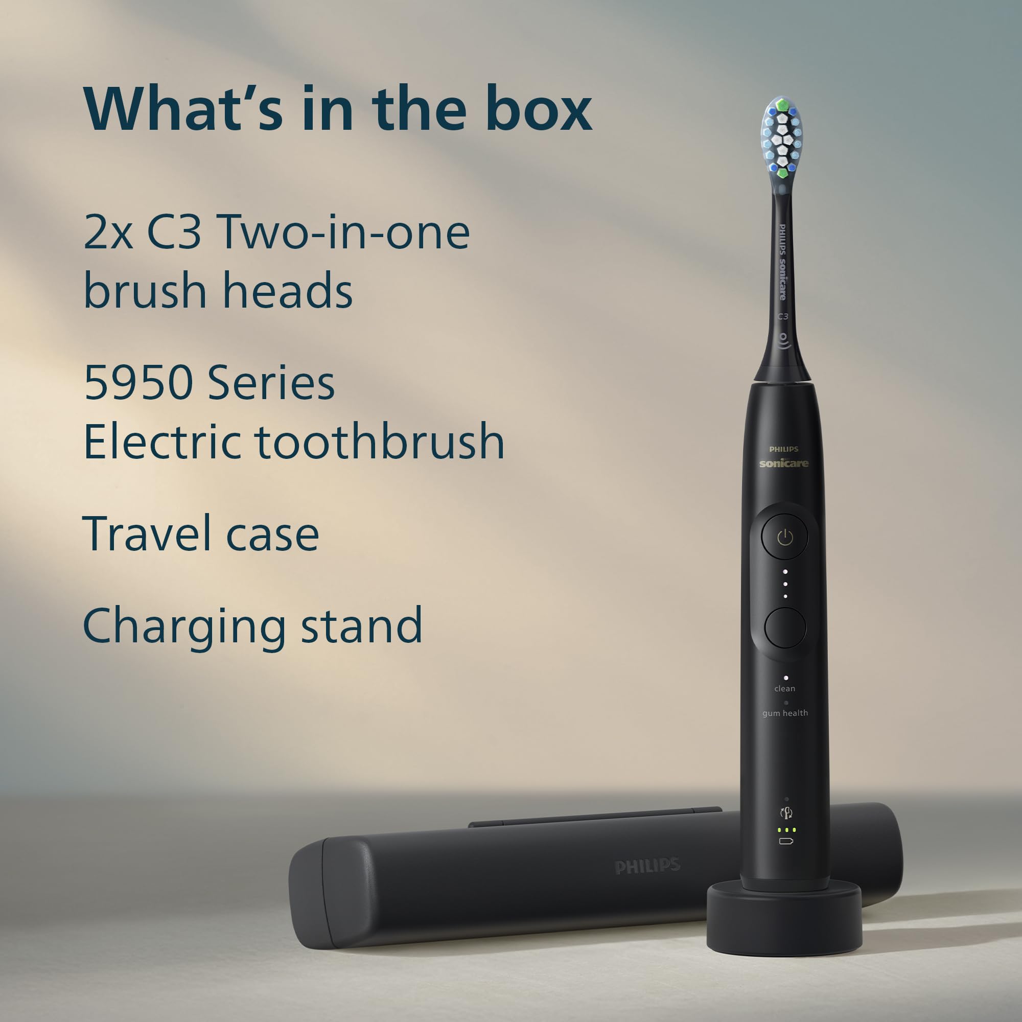 Philips Sonicare 5950 estética negra en baño, elegante y discreta en tu rutina