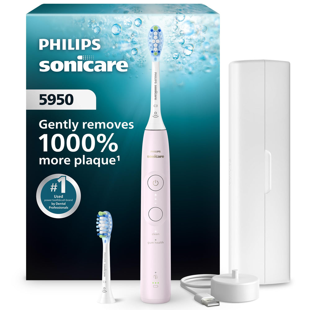 Philips Sonicare 5950 frontal rosa mostrando diseño y acabado elegante