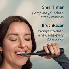 Philips Sonicare comparación de tamaño con una mano para escala y ergonomía