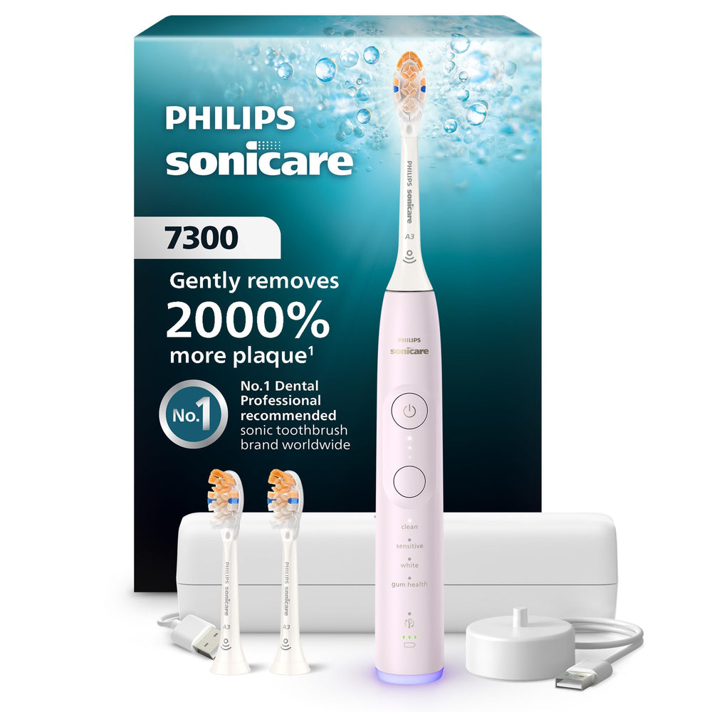 Philips Sonicare frontal y empaquetado muestra kit completo y conveniencia